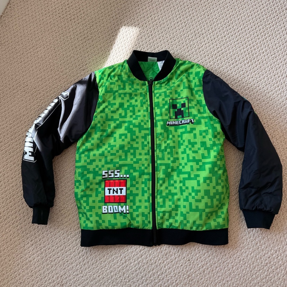 MINECRAFT BOYS PUFF BOMBER JACKET SIZE 18